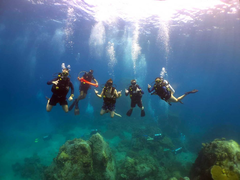 Certified diver on a guided fun dive in Koh Tao